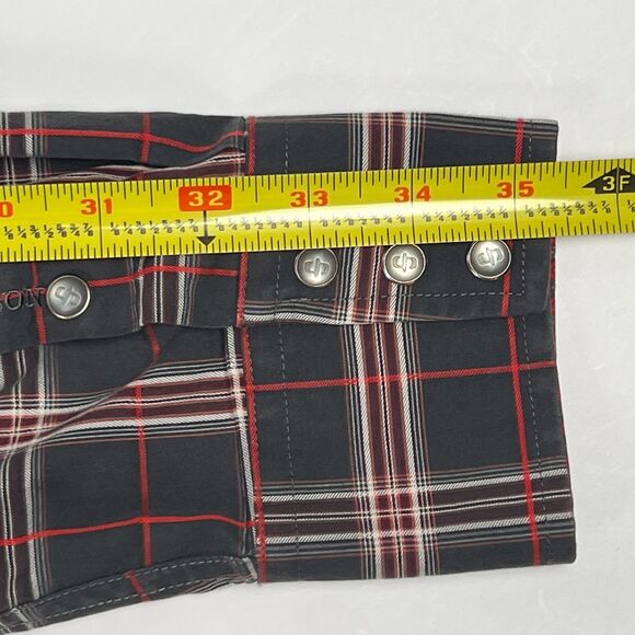 Stetson Sz Mens L Long-Sleeve Western Shirt Snap Closure Gray Red Cowboy Logo - Picture 11 of 14